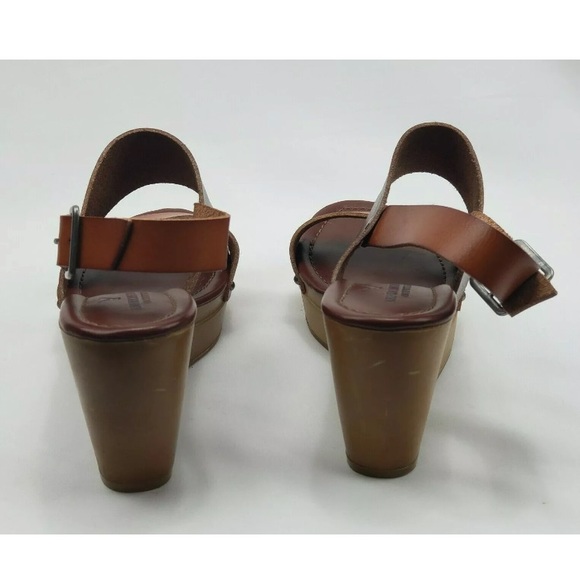 American Eagle  Brown Leather Wedge Sandals Size 6 - Picture 6 of 10